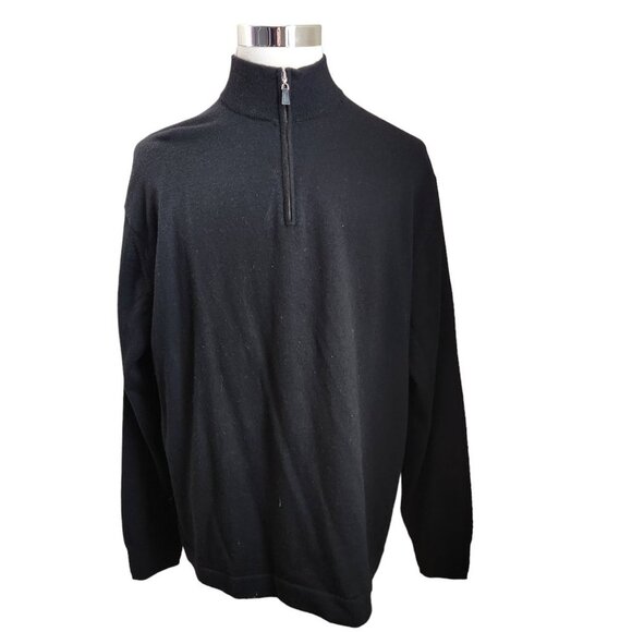 PTONTO UOMO 100% Merino‎ Wool Sweater Men Size XXL High Neck Pullover 1/4 Zip - Picture 1 of 13